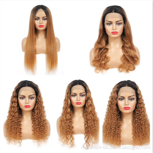 180 200 Density 100% Remy Virgin Colored T Shape Lace Front Wig,  Natural Light Ombre Brown Color Transparent Swiss Human Hair W